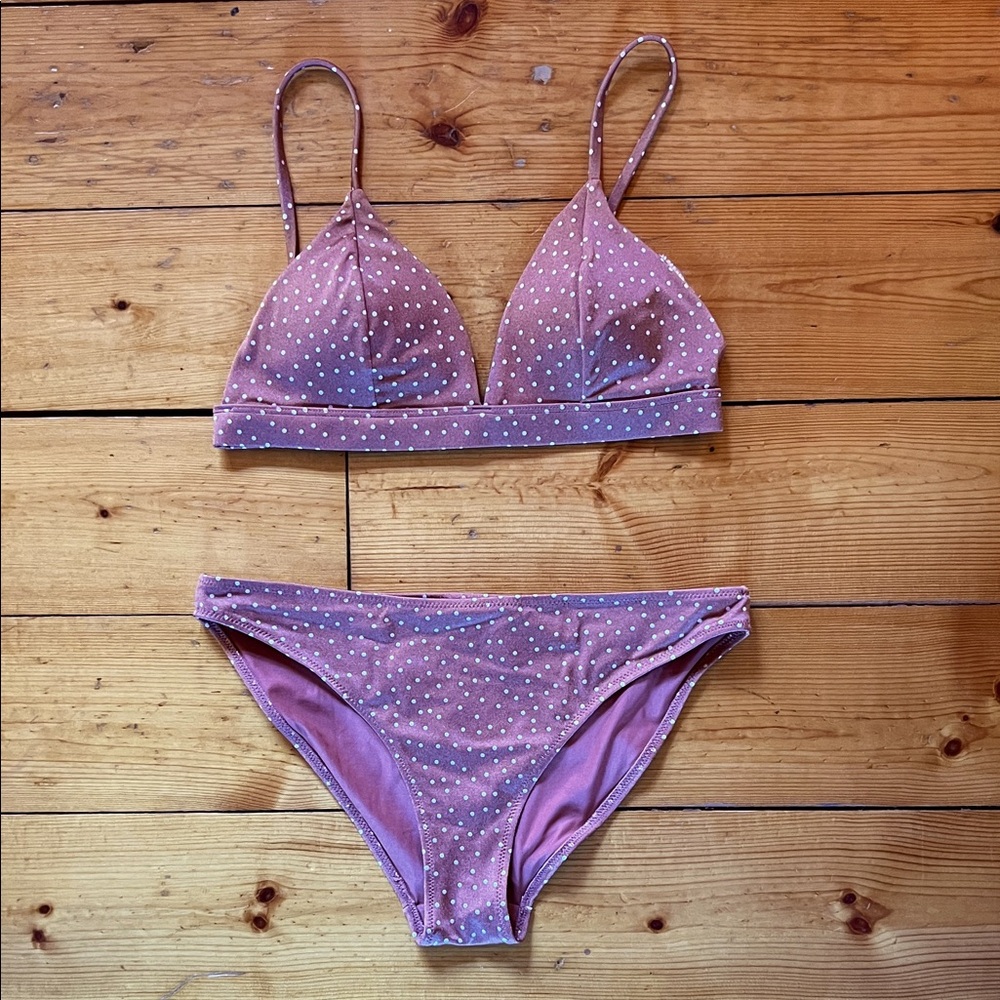 H&M Nude Rose Pink Polka Dot Bikini Set. Size S.